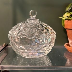 Vintage Fostoria American Glass Covered Candy/Trinket Dish